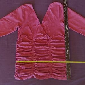 Last Tango 3/4 sleeve ruched CRANBERRY v-neck top